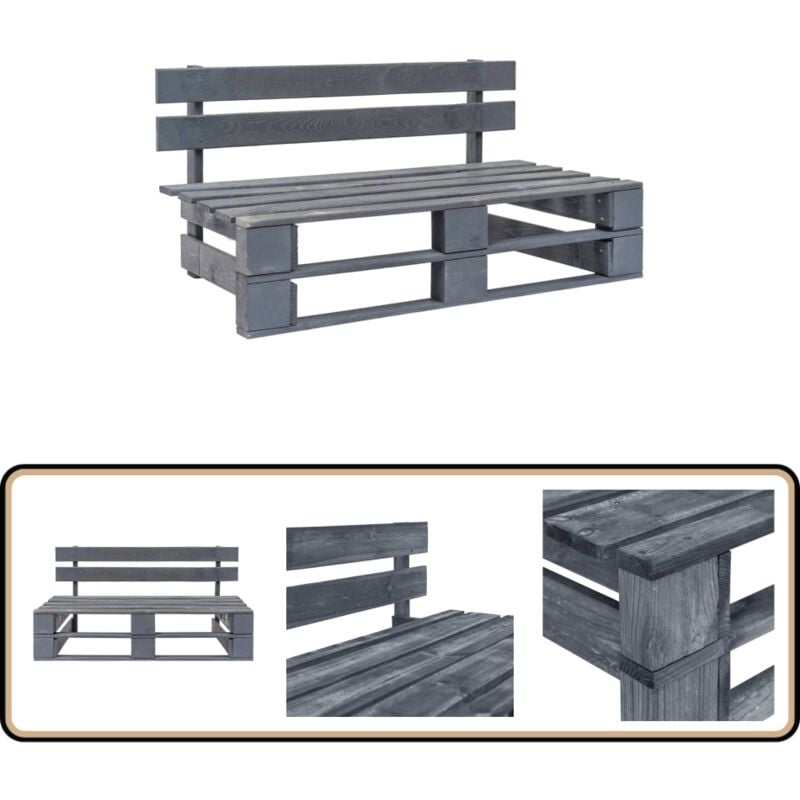 Banc palette de jardin bois gris - Banc De Jardin - Banc En Bois - Mobilier De Jardin - Terrasse - Jardin