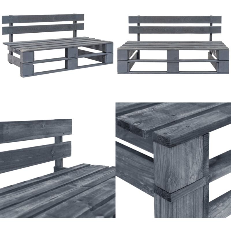 Banc palette de jardin bois gris - Banc De Jardin - Banc En Bois - Mobilier De Jardin - Terrasse - Jardin - Home & Living