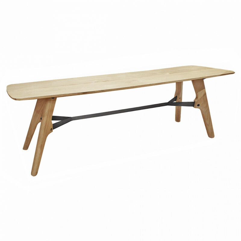 Banc bois plaqué chêne pieds chêne massif et métal 160cm - natte 6724