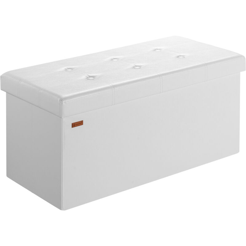 Deuba - Banc de rangement avec couvercle amovible Siège pouf Coffre de rangement pliable pour salon chambre couloir l - Blanc