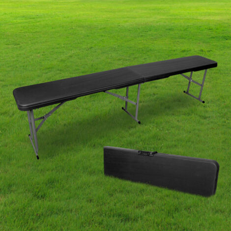 Banc Pliable Noir 180cm - Banc Pliant pour Table de Camping - Banc Pliable Résistant Idéal pour camping, baptêmes, mariages, pique-nique, buffets et grillades