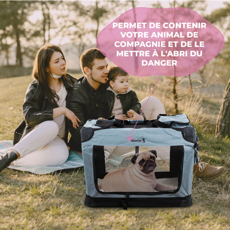 Maxxpet - Panier de Voyage 50x35x35 cm - Banc pliable pour chien - banc de voiture - banc de voyage pour chien - boîte de transport