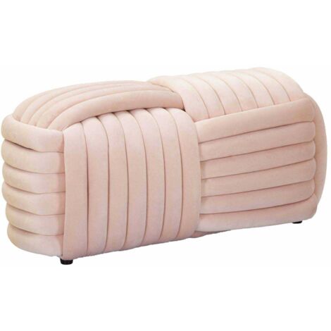 Banc pouf design moderne entrelacé en velours 90x45x45 cm Softy - Rose