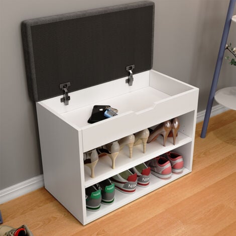 LIVINITY Banc pour chaussures Titus, Blanc, 60 x 45 cm avec support, Vicco