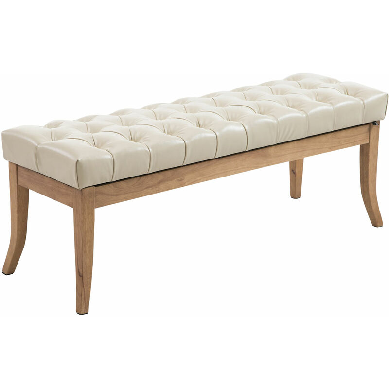 Banc de Chesterfield en cuir écologique et en bois clair Entrée de banc élégant Entrée de différentes couleurs Couleur : Crème