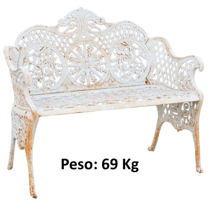 Biscottini - Banc d'extérieur et intérieur Banc en fonte pour véranda style Liberty L110xPR55xH90 Canapé de jardin Banc d'extérieur antique