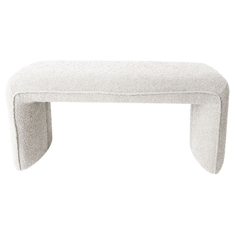 Drawer - Banc rembourré en tissu bouclette L124cm - Blanc - full xl