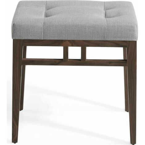 Banc rembourré structure bois - Noyer, gris