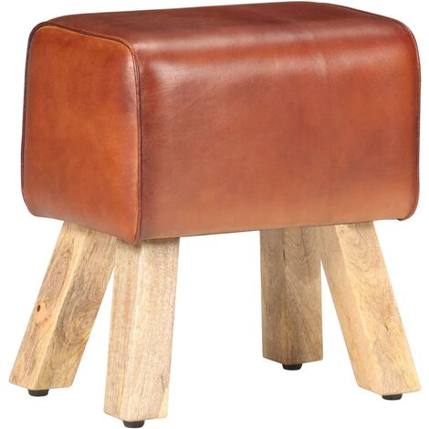Banc saut de cheval 38 cm Marron Cuir véritable et manguier