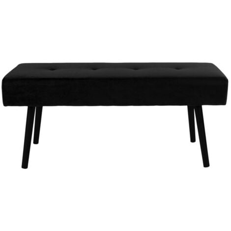Banc Skiby, Velours, Métal, Noir, 35x100x44 cm