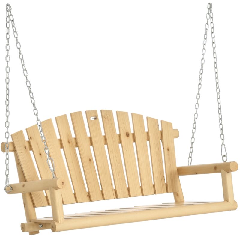 Banc suspendu 2 places charge max. 200 Kg - assise dossier à lattes, chaînes incluses - bois