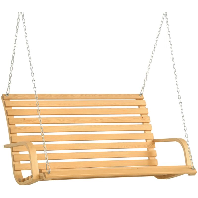 Outsunny - Banc suspendu 2 places balancelle de jardin en bois - chaînes incluses