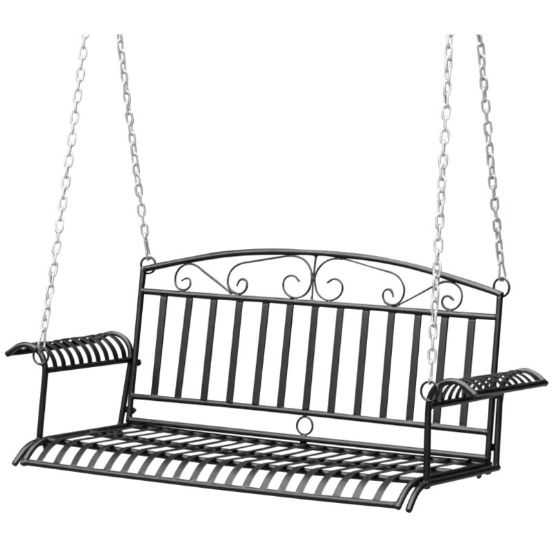 Banc suspendu 2 places balancelle de jardin en métal 137 x 58 x 52 cm noir