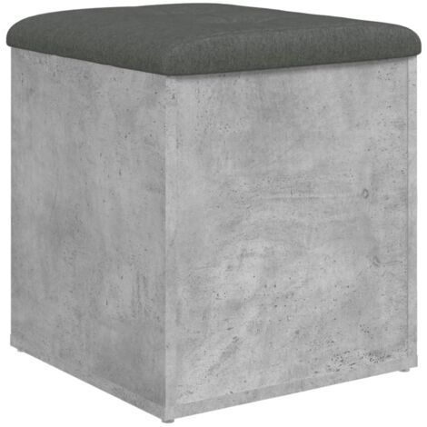 Banc tabouret de rangement couleur gris béton 42 x 42 x 45 cm bois d'ingénierie gris DEC024763