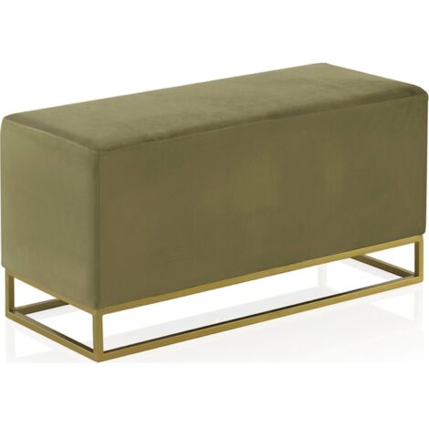 Banc tapissé en velours vert avec base dorée élégante - vert velours et base dorée
