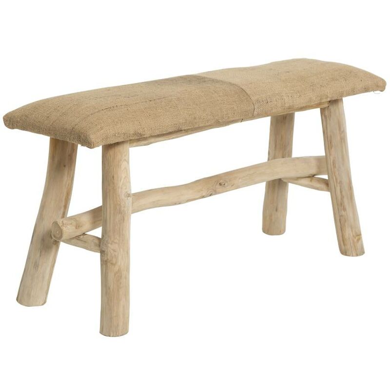 Made In Meubles - Banc en teck et toile de jute Rattan - Marron