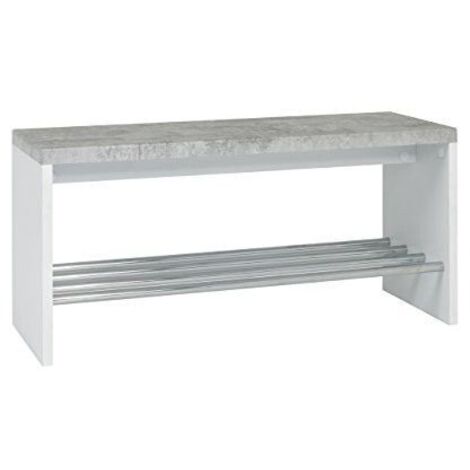 Banc Tillio 81cm, 1 étagère - chrome/décor en béton