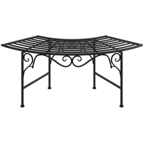 Banc tour d'arbre 113 cm Noir Acier vidaXL