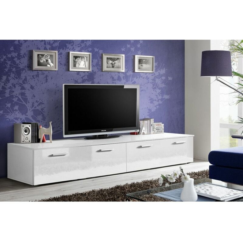 asm gros mobilier - banc tv duo 200 cm x 35 45 blanc livraison gratuite