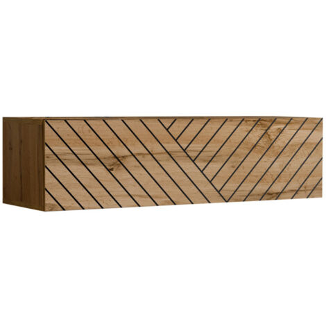 Banc TV Mural Design "Switch Lamel" 120cm Naturel Rainuré