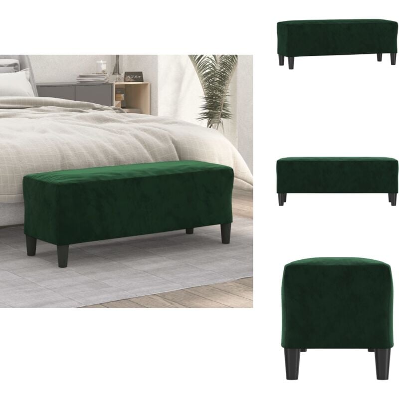 Vidaxl - Banc Vert foncé 100x35x41 cm Velours - Banc Entrée - Banc Velours - Meuble Salon - Chaise D'appoint - Assise Confortable