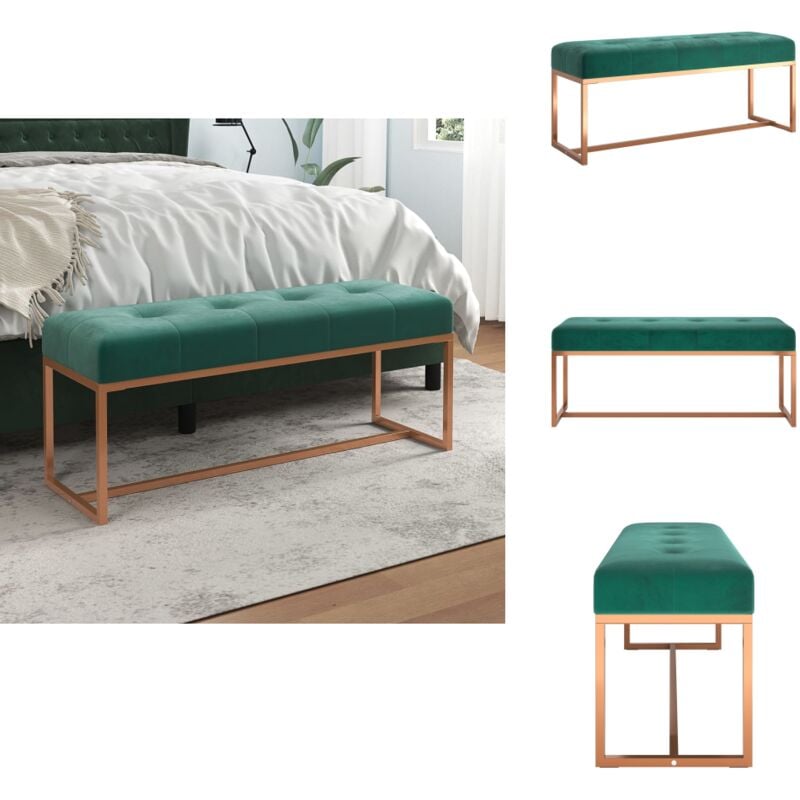 Vidaxl - Banc Vert foncé 110x36x45 cm Velours - Banc Coffre - Banc Velours - Banc Design - Meuble Rangement - Assise Confortable