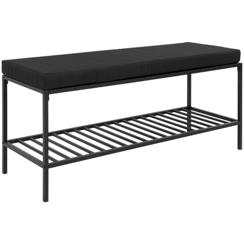 Epikasa - Banc Vita, Métal, Panneau Aggloméré Mélaminé, Noir, 36x100x48,5 cm