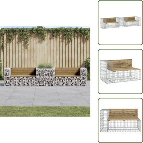 Banca de patio - vidaXL Banco de jardín con cesta de gaviones madera de pino impregnada - Banca de parque