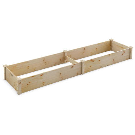 Bancal elevado juego de 1 240 x 60 x 25 cm gran capacidad para verduras y flores aspecto natural madera de abeto 200011032