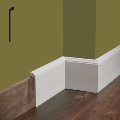 Bancale da 62,4ml di Battiscopa Coprimarmo FIRENZE in POLIMERI FeelingWood-HD 144x23mm - BIANCO