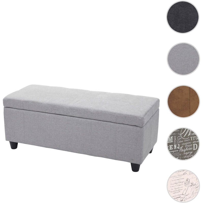 Coffre de rangement Kriens, banc, tissu/textile, 45x114x45cm - gris foncé