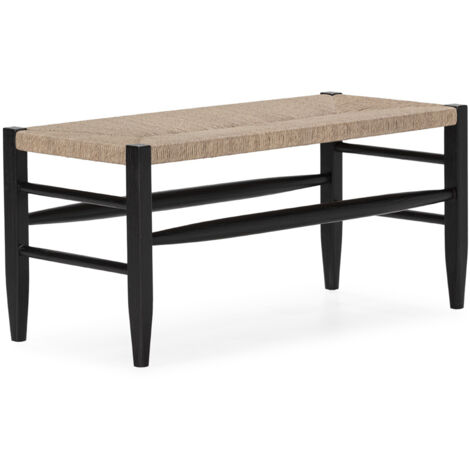 Banco 100X45X47 Madera De Teca Negro /Cuerda