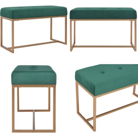 Banco 80 cm terciopelo verde - Banco verde - Banco de salón