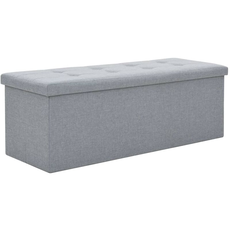 

Banco almacenaje plegable lino sintético 110x38x38 gris claro