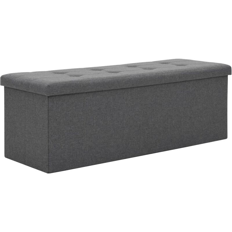 

vidaXL Banco Almacenaje Plegable Lino Sintético 110x38x38cm Gris Oscuro - Gris