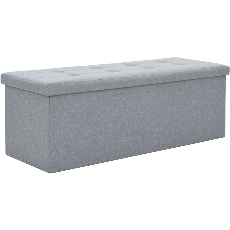 

vidaXL Banco Almacenaje Plegable Lino Sintético 110x38x38cm Gris Claro - Gris