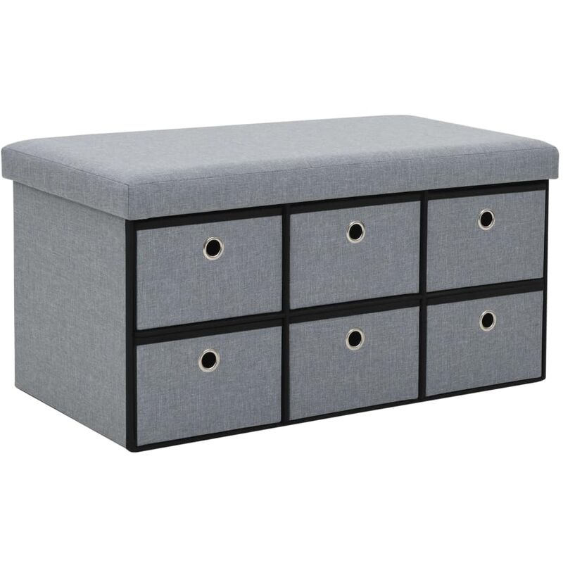 

Banco almacenaje plegable lino sintético 76x38x38 cm gris claro