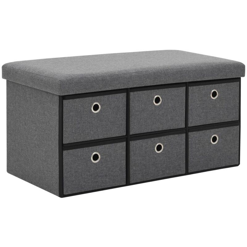 

Banco almacenaje plegable lino sintético 76x38x38 gris oscuro - Gris