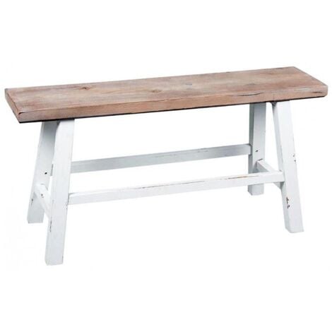 Banco Baki blanco y madera natural