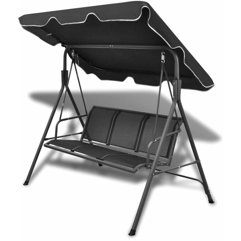 

Banco balancin de jardin con toldo negro