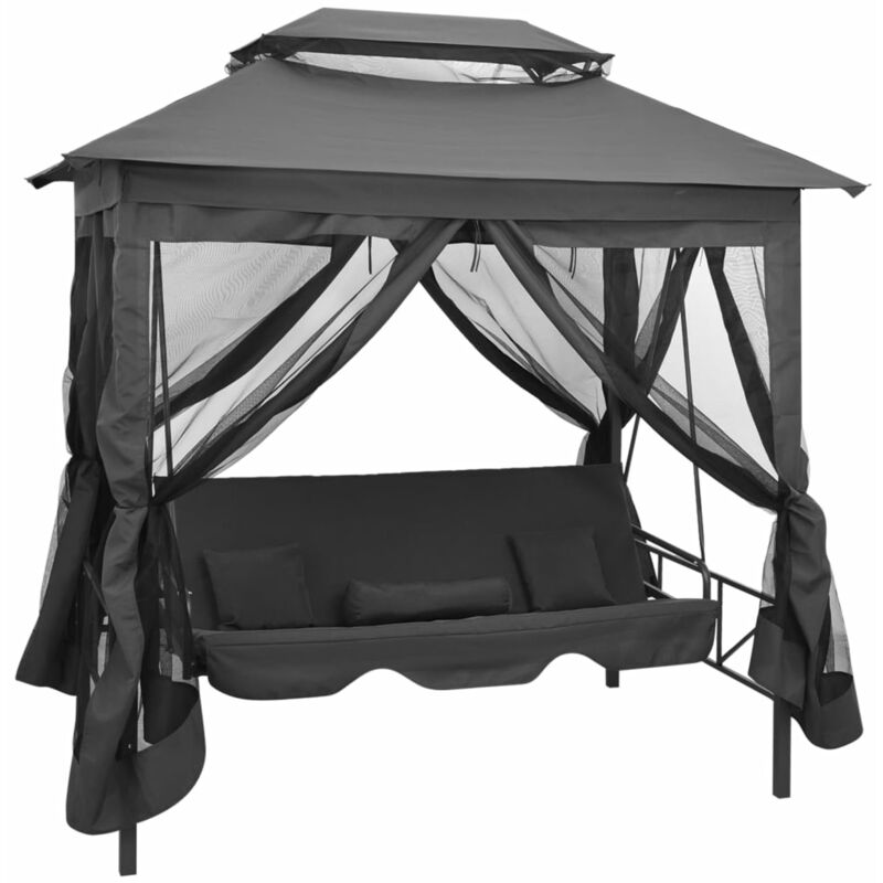 

Happyshopping - Banco balancin de jardin dosel antracita acero 220x160x240 cm