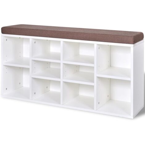 Banco banco 103 x 30 x 48 cm zapatero 10 compartimentos blanco 020021239
