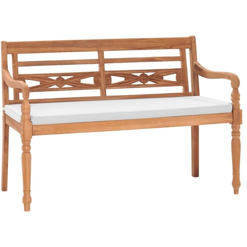 

vidaXL Banco Batavia con cojines 120 cm teca - Marrón