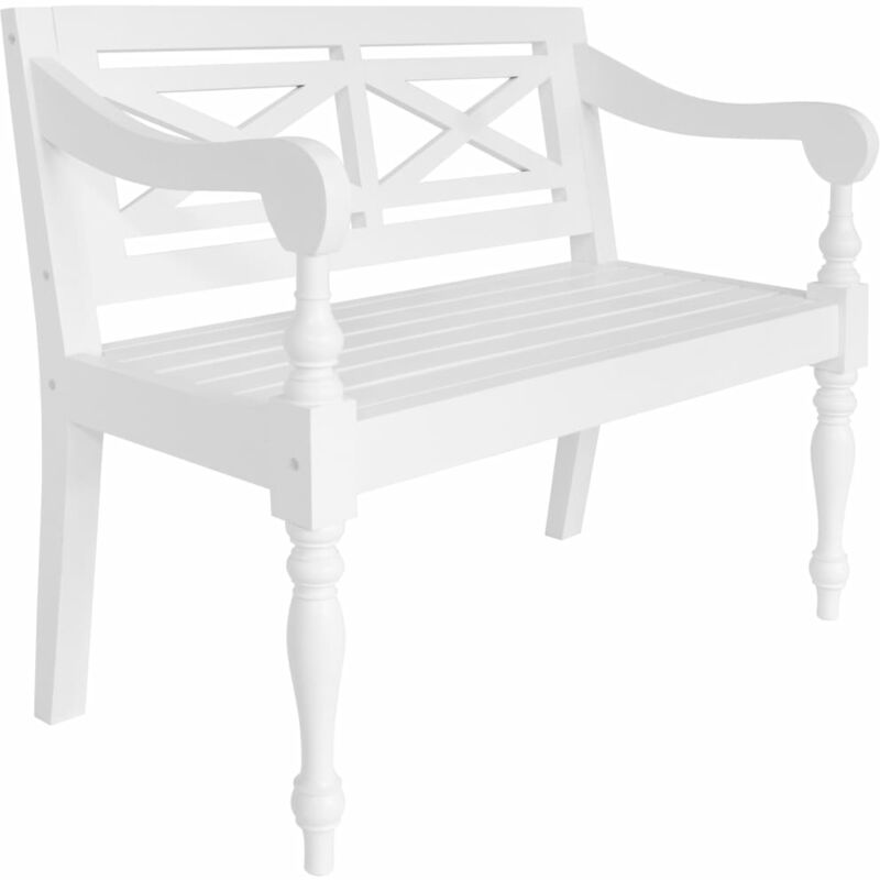 

Banco Batavia de madera maciza de caoba blanco 98 cm - Blanco