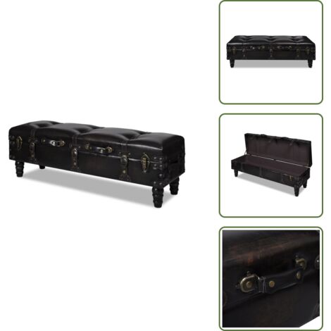 Banco baúl plegable, estilo cofre, marrón, largo - Banco plegable