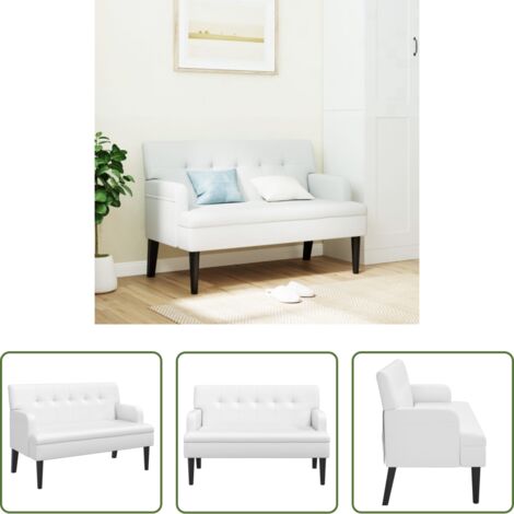 Banco blanco -  Banco con respaldo cuero sintético blanco 112x65,5x75 cm