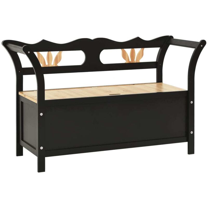 

vidaXL Banco de almacenaje 126 cm madera maciza de abeto negro - Negro