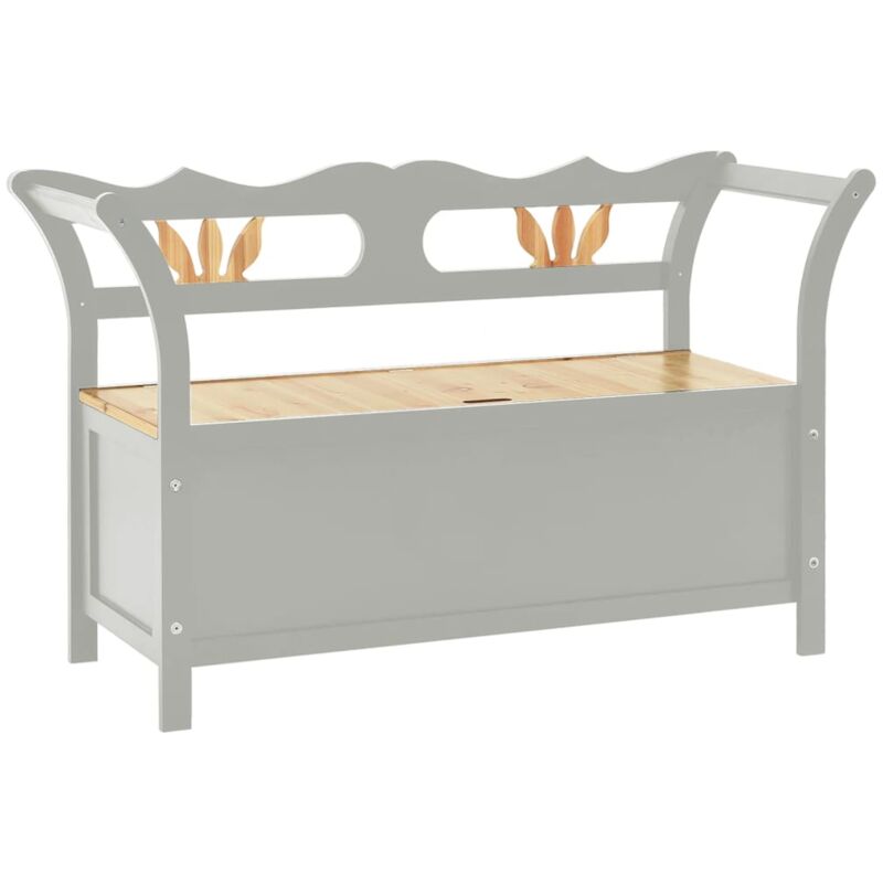 

vidaXL Banco de almacenaje 126 cm madera maciza de abeto gris - Gris