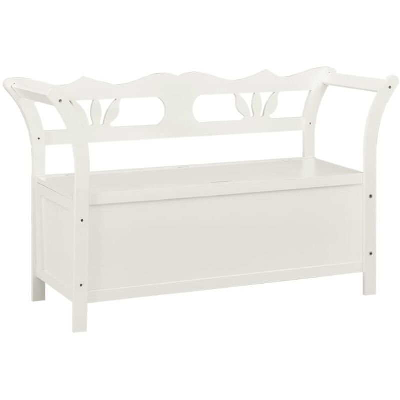 

vidaXL Banco de almacenaje 126 cm madera maciza de abeto blanco - Blanco
