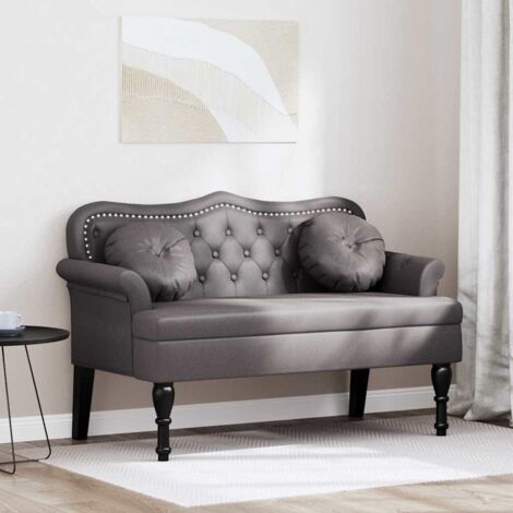 Banco Chesterfield Gris 120.5 x 65 x 75 cm Cuero sintético